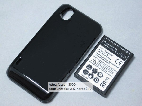Внешний вид усиленного аккумулятора повышенной ёмкости для LG Optimus Black P970
